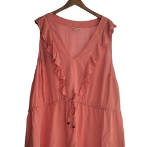 Mod Cloth V Neck Sleeveless Coral Top Shirt Blouse Plussize 4x